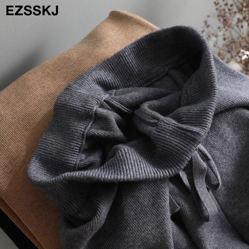 2020 autumn winter new THICK casual straight pants women female drawstring loose knitted wide leg pants casual Trousers