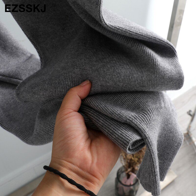 Women Elastic Waist Drawstring Trousers Thick Knitted Harem Pants Autumn Winter Sport swear Women'S Pants New Bottoms