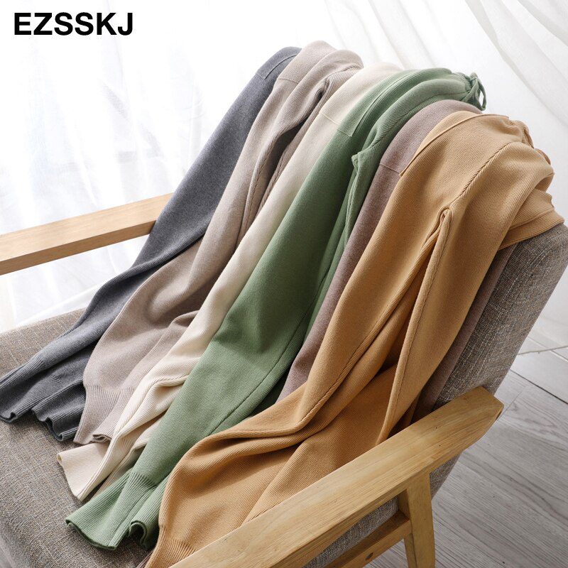 Women Elastic Waist Drawstring Trousers Thick Knitted Harem Pants Autumn Winter Sport swear Women'S Pants New Bottoms