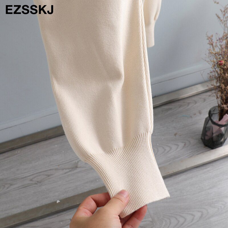 Women Elastic Waist Drawstring Trousers Thick Knitted Harem Pants Autumn Winter Sport swear Women'S Pants New Bottoms