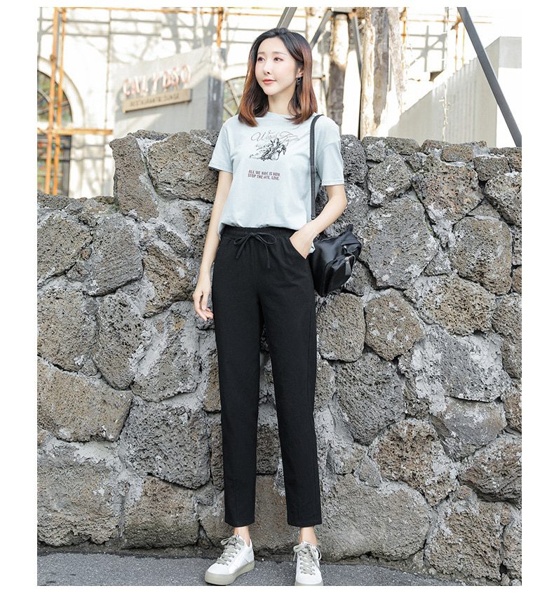 Womens Spring Summer Pants Cotton Linen Solid Elastic waist Candy Colors Harem Trousers Soft high quality for Female ladys S-XXL