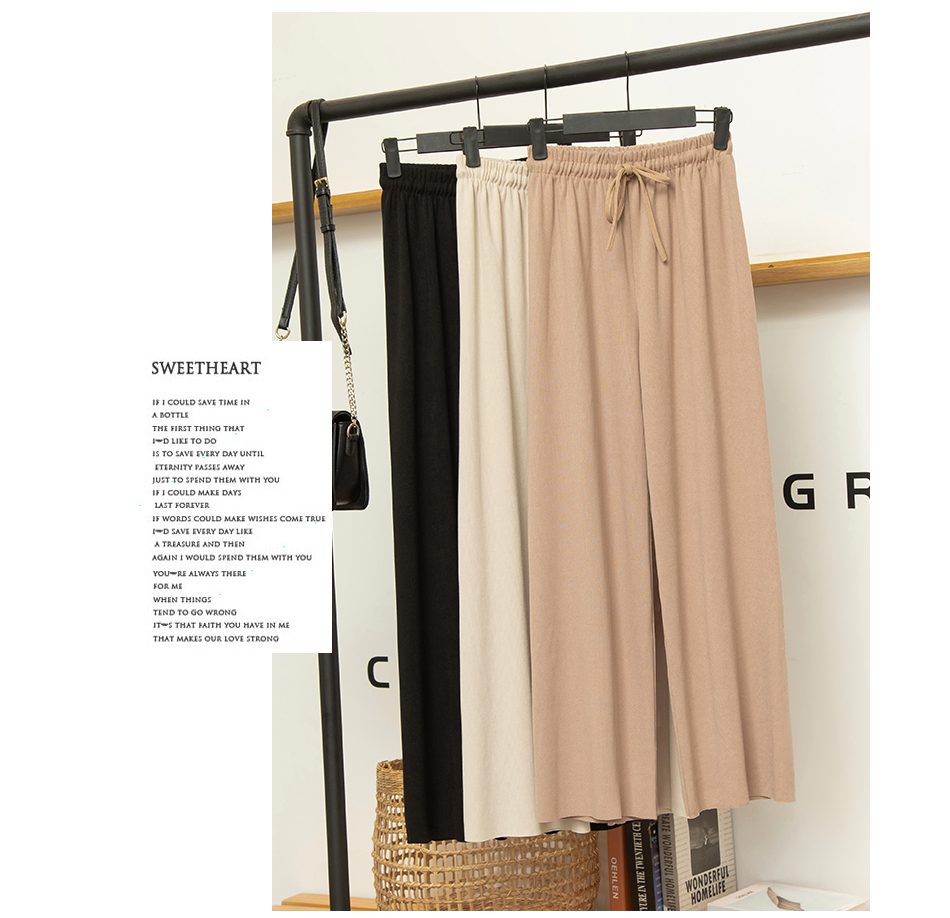Slacks Women's Loose Summer Pants Soft Ice Silk Ankle-Length Black Wide Leg Pants Grey Khaki Women High Waisted Trousers Slacks Women's Loose Summer Pants Soft Ice Silk Ankle-Length Black Wide Leg Pants Grey Khaki Women High Waisted Trousers