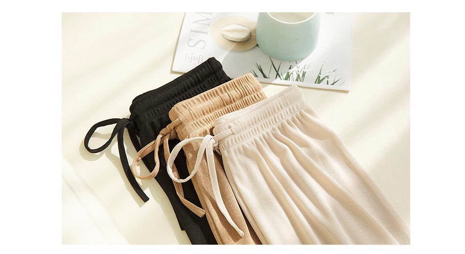 Slacks Women's Loose Summer Pants Soft Ice Silk Ankle-Length Black Wide Leg Pants Grey Khaki Women High Waisted Trousers Slacks Women's Loose Summer Pants Soft Ice Silk Ankle-Length Black Wide Leg Pants Grey Khaki Women High Waisted Trousers