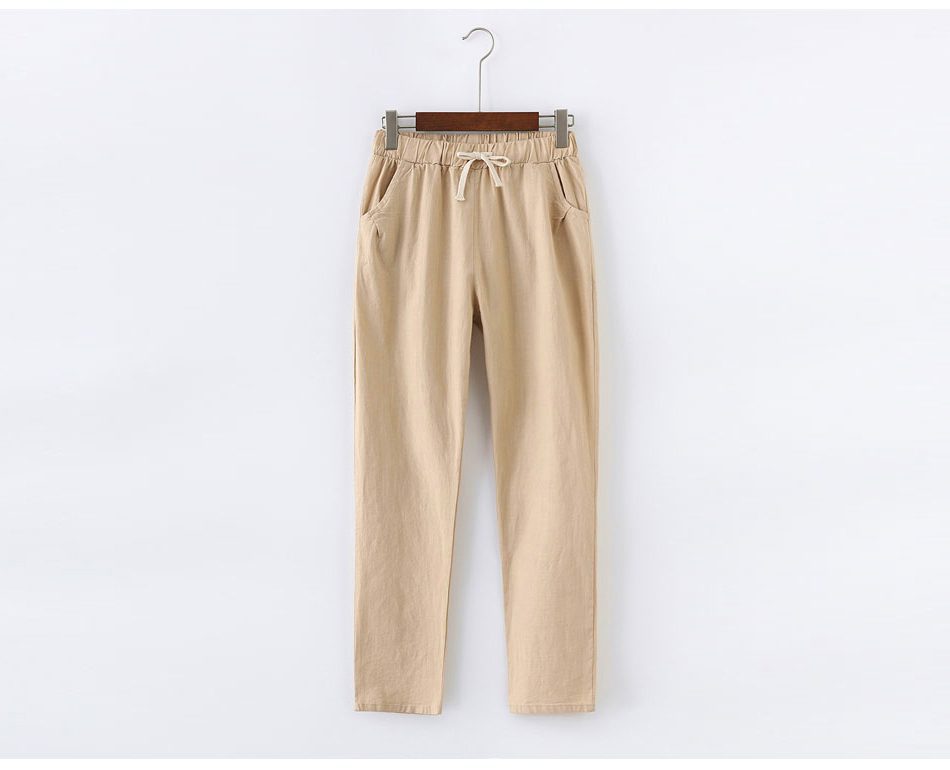 Garemay Cotton Linen Pants for Women Trousers Loose Casual Solid Color Women Harem Pants Plus Size Capri Women's Summer