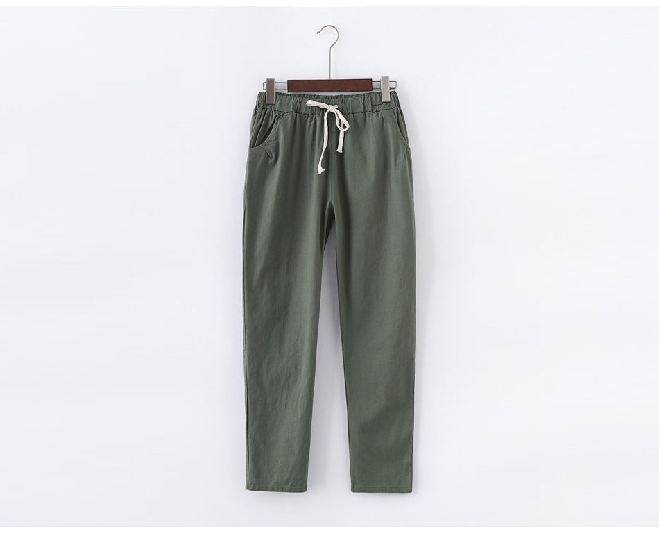 Garemay Cotton Linen Pants for Women Trousers Loose Casual Solid Color Women Harem Pants Plus Size Capri Women's Summer