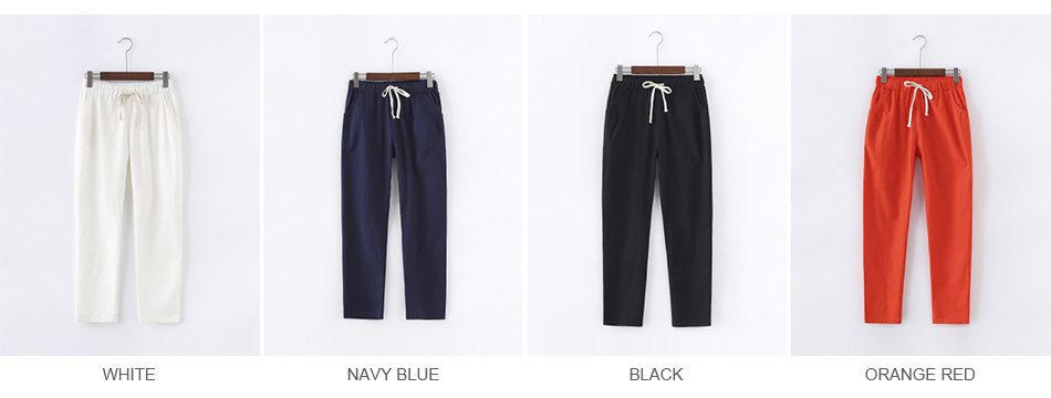 Garemay Cotton Linen Pants for Women Trousers Loose Casual Solid Color Women Harem Pants Plus Size Capri Women's Summer