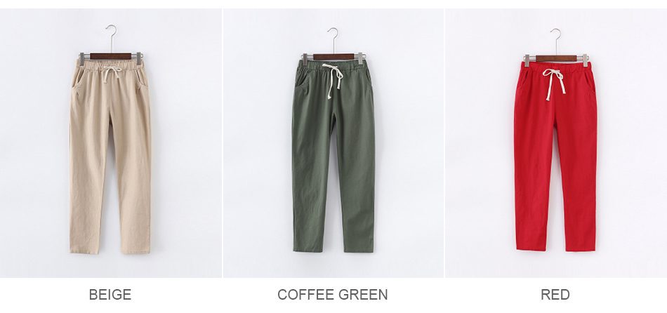 Garemay Cotton Linen Pants for Women Trousers Loose Casual Solid Color Women Harem Pants Plus Size Capri Women's Summer