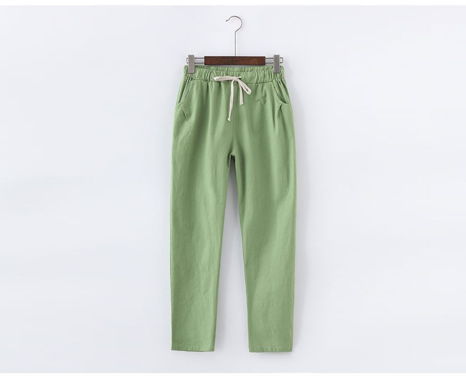 Garemay Cotton Linen Pants for Women Trousers Loose Casual Solid Color Women Harem Pants Plus Size Capri Women's Summer