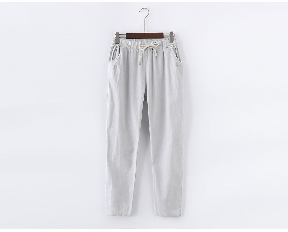 Garemay Cotton Linen Pants for Women Trousers Loose Casual Solid Color Women Harem Pants Plus Size Capri Women's Summer