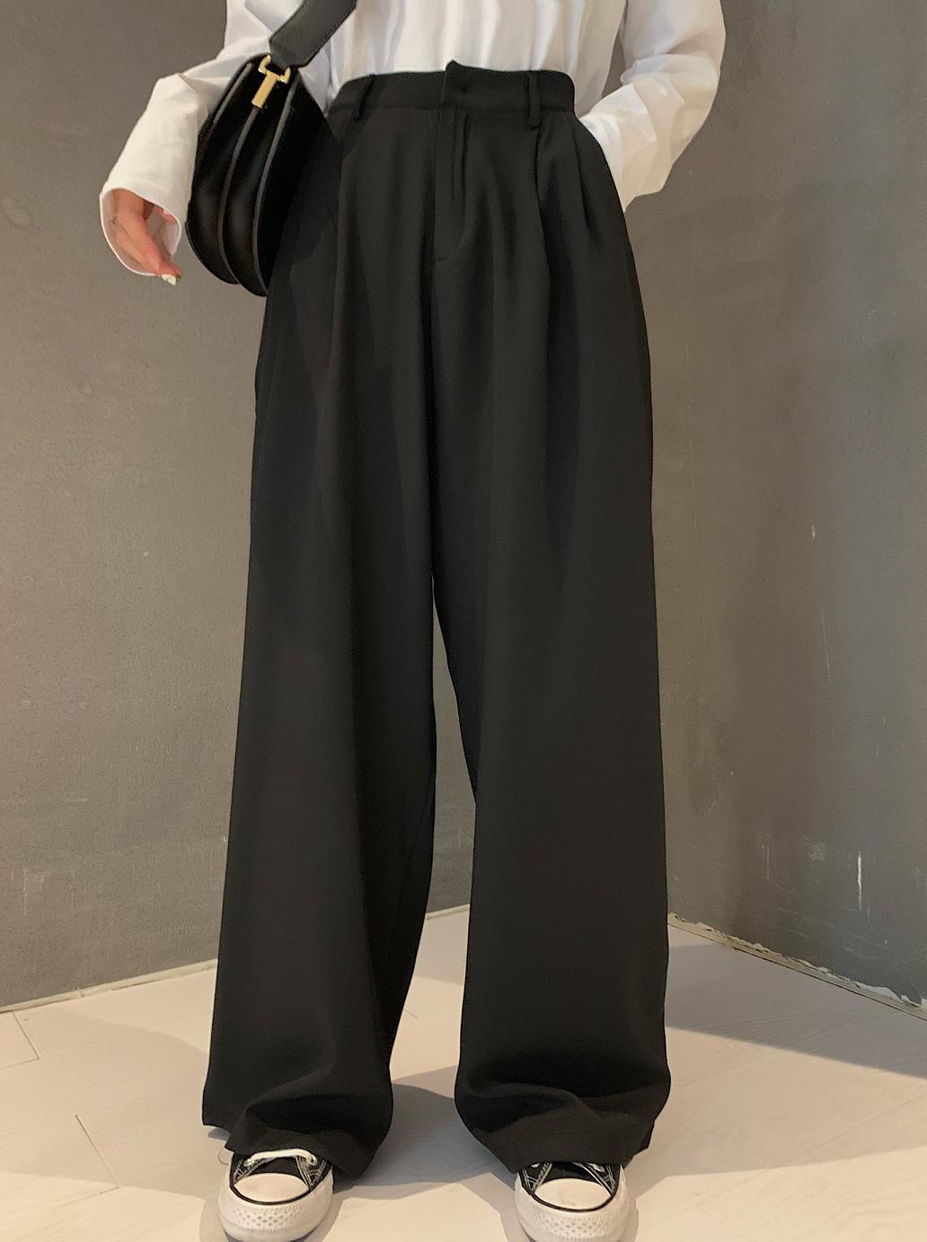 2021 Retro Solid Color Wild Straight Wide Leg Pants Female Spring New Korean Fashion High Waist Casual Long Pants