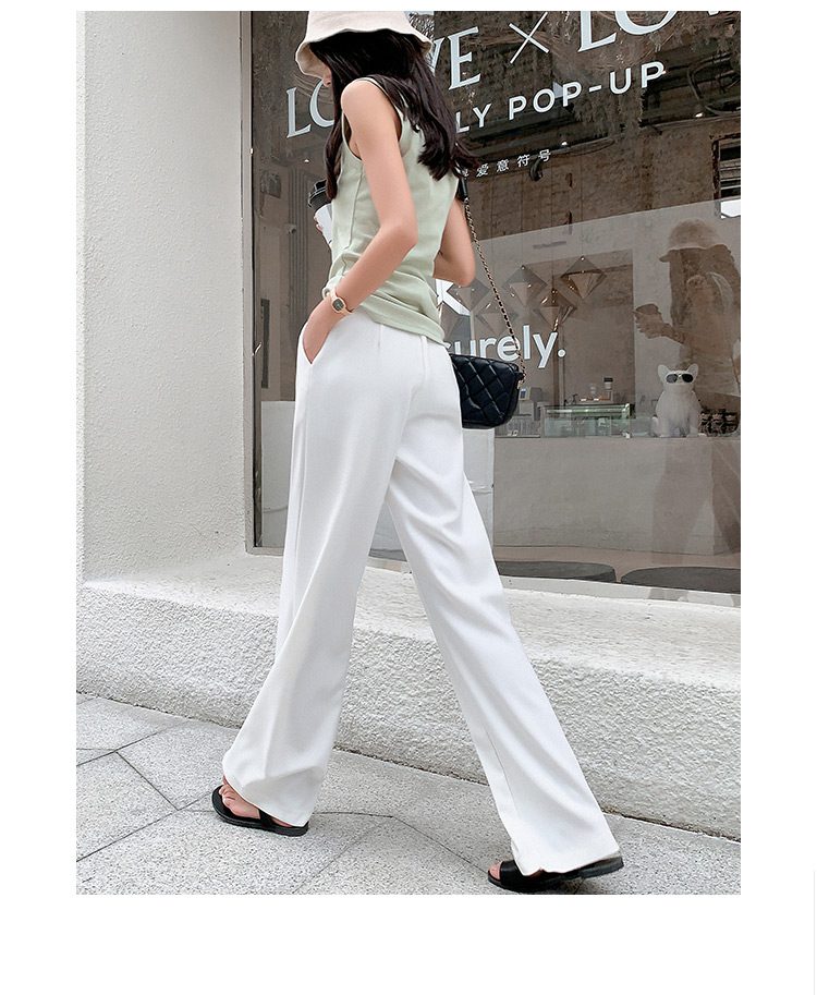 2021 Retro Solid Color Wild Straight Wide Leg Pants Female Spring New Korean Fashion High Waist Casual Long Pants