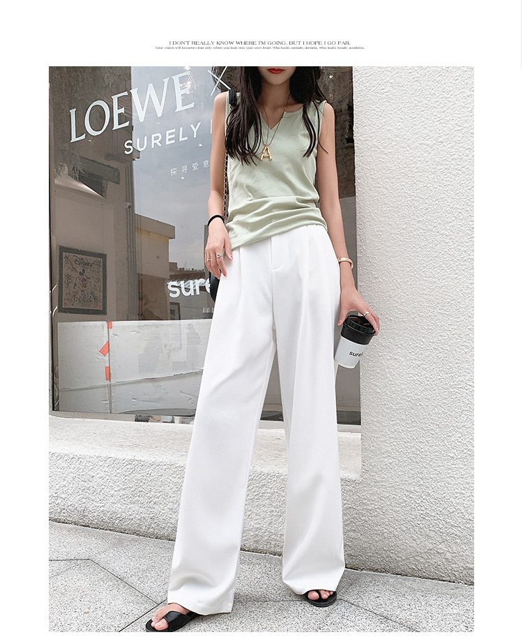 2021 Retro Solid Color Wild Straight Wide Leg Pants Female Spring New Korean Fashion High Waist Casual Long Pants
