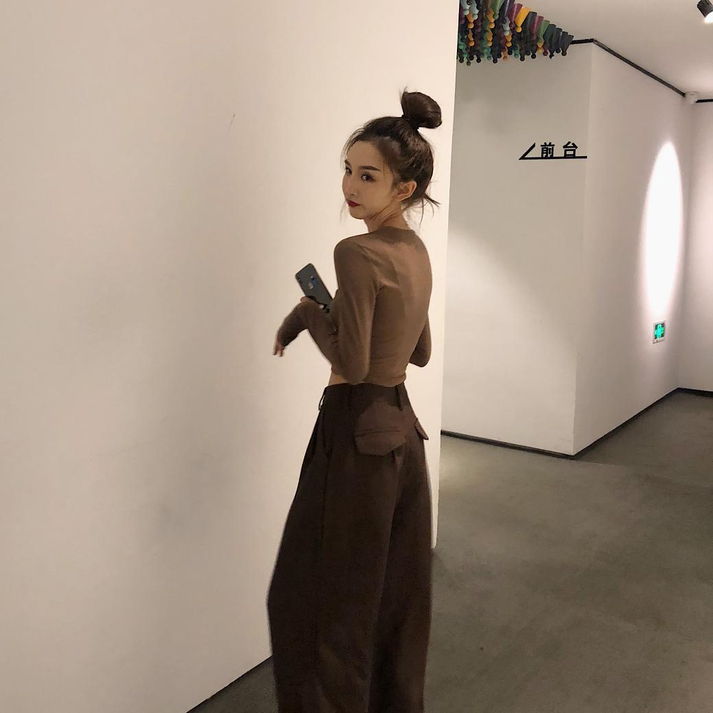 2021 Retro Solid Color Wild Straight Wide Leg Pants Female Spring New Korean Fashion High Waist Casual Long Pants