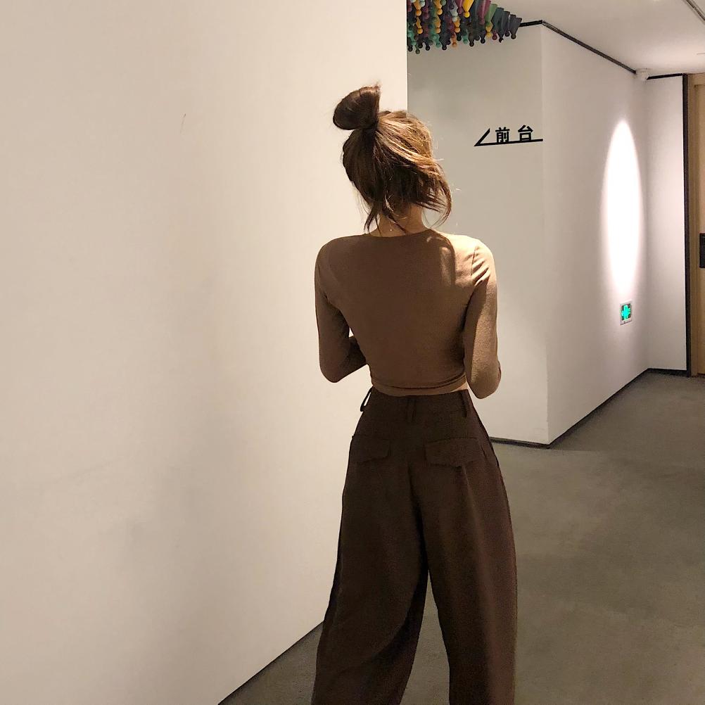 2021 Retro Solid Color Wild Straight Wide Leg Pants Female Spring New Korean Fashion High Waist Casual Long Pants