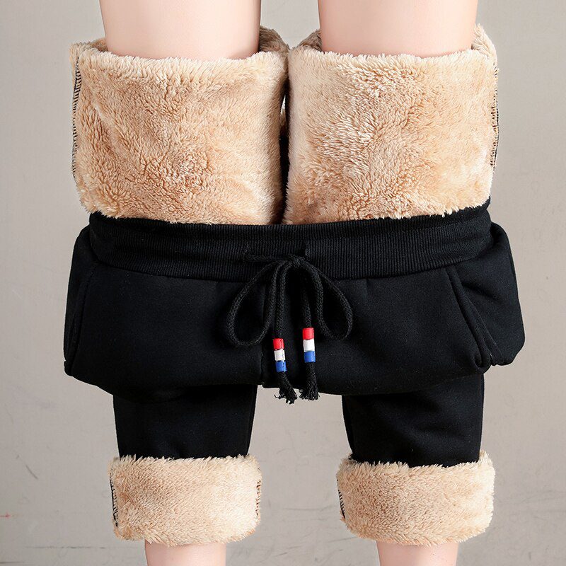 Women Winter Thick Lambskin Cashmere Pants Warm Female Casual Cotton Pants Loose Harlan Long Trousers Plus Size S-5XL 3XL 4XL