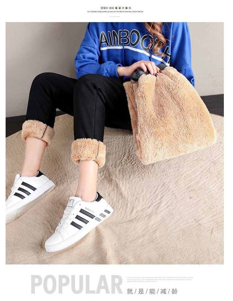 Women Winter Thick Lambskin Cashmere Pants Warm Female Casual Cotton Pants Loose Harlan Long Trousers Plus Size S-5XL 3XL 4XL