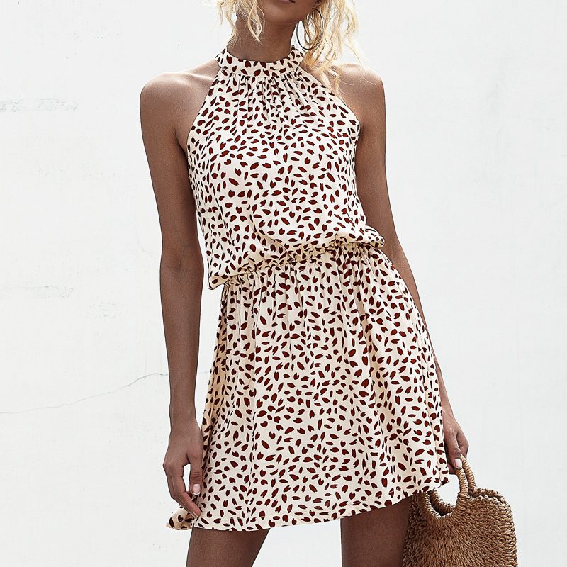 High Street Summer Sexy Halter Floral Print mini Dress 2021