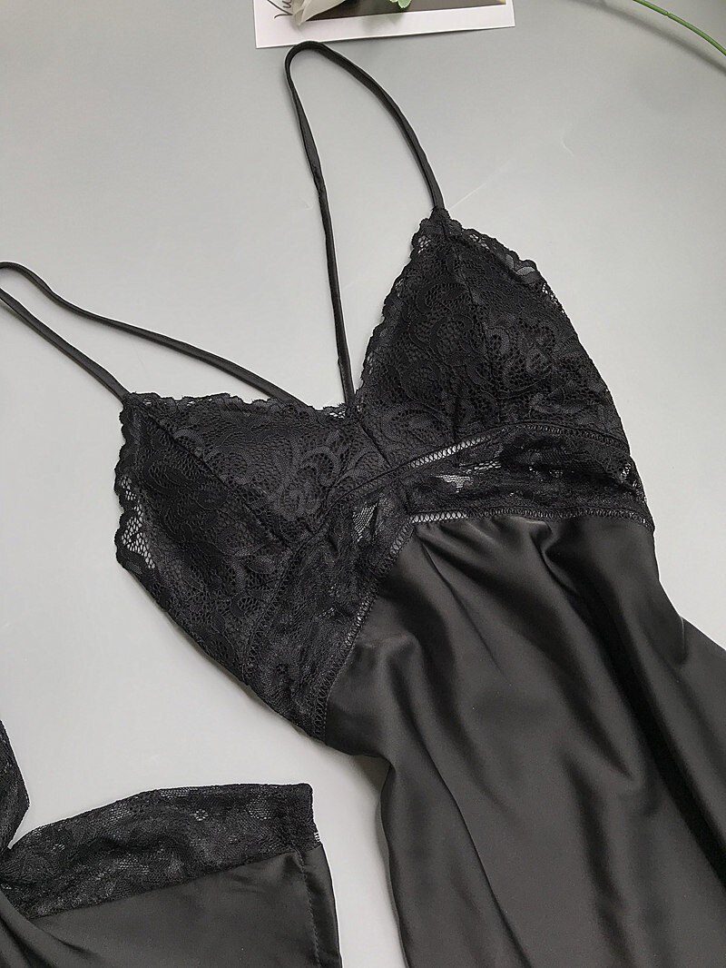 Sexy Women Rayon Kimono Bathrobe WHITE Bride Bridesmaid Wedding Robe Set Lace Trim Sleepwear Casual Home Clothes Nightwear