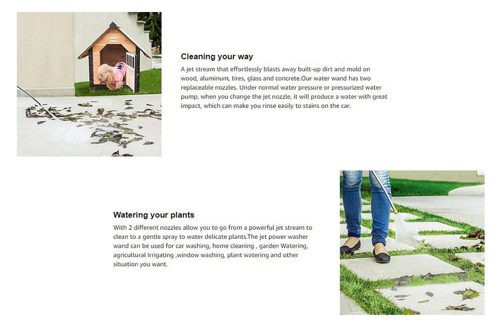 Meijuner Car High Pressure Water Gun 46cm Jet Garden Washer Hose Wand Nozzle Sprayer Watering Spray Sprinkler Cleaning Tool