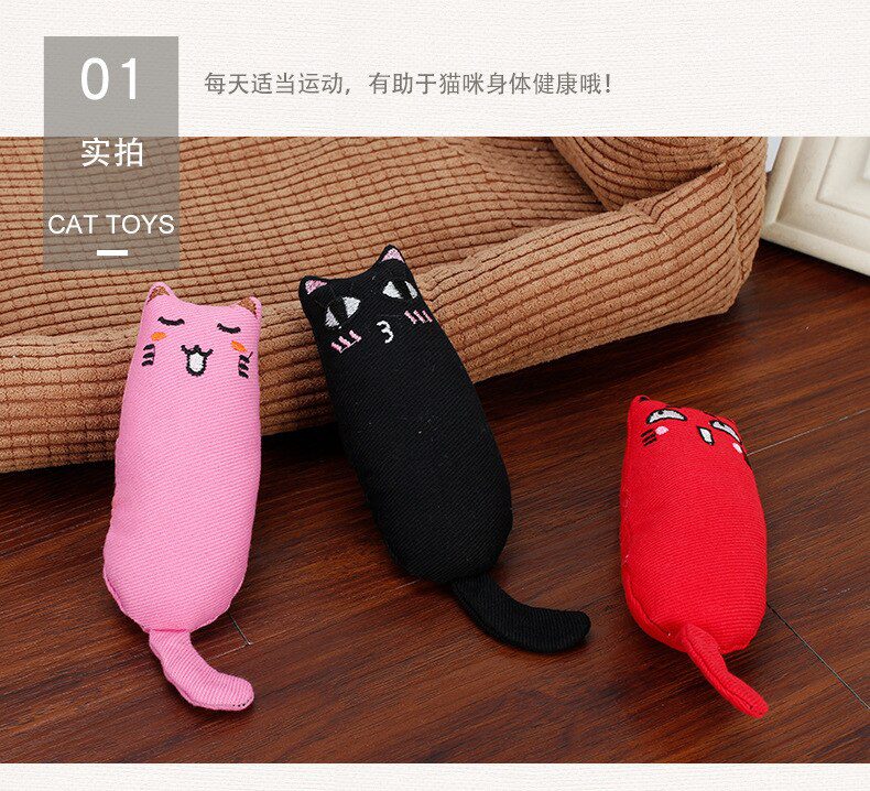 Teeth Grinding Catnip Toys Funny Interactive Plush Cat Toy