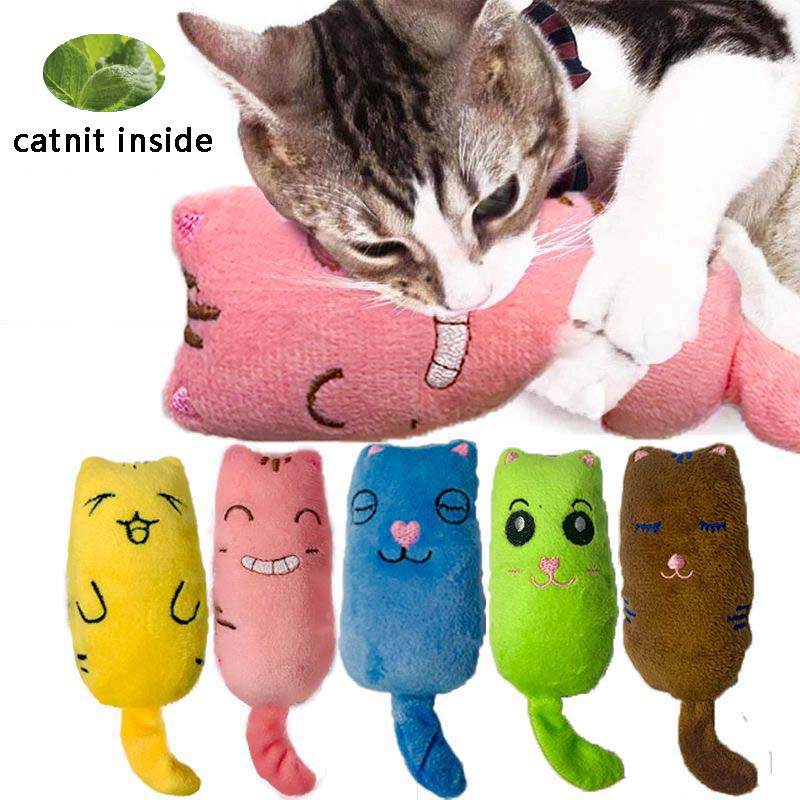 Teeth Grinding Catnip Toys Funny Interactive Plush Cat Toy