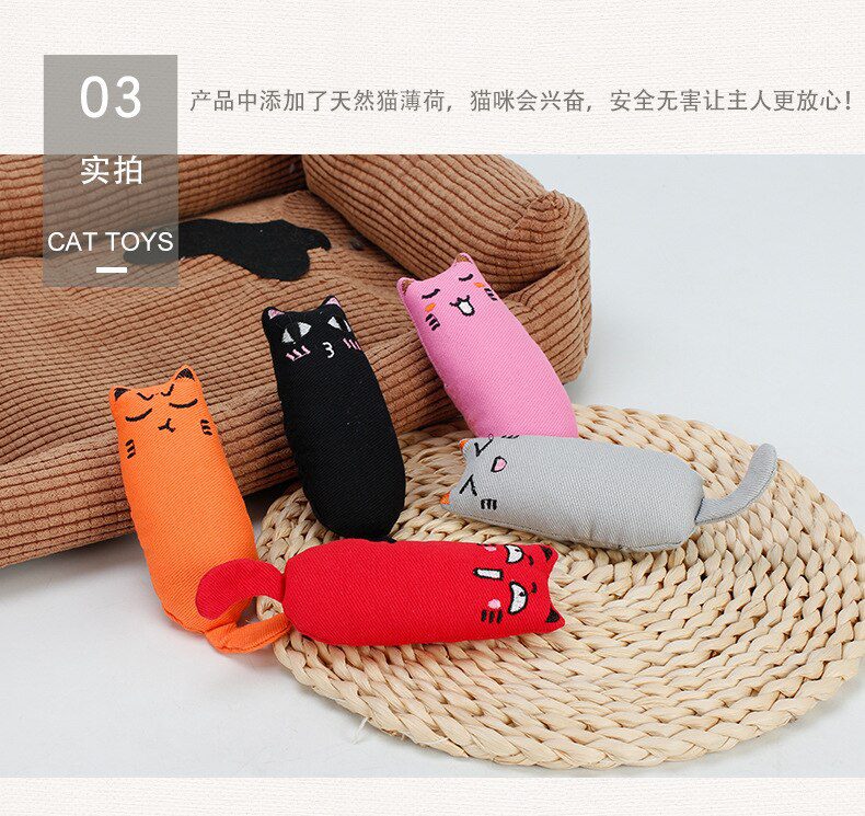 Teeth Grinding Catnip Toys Funny Interactive Plush Cat Toy