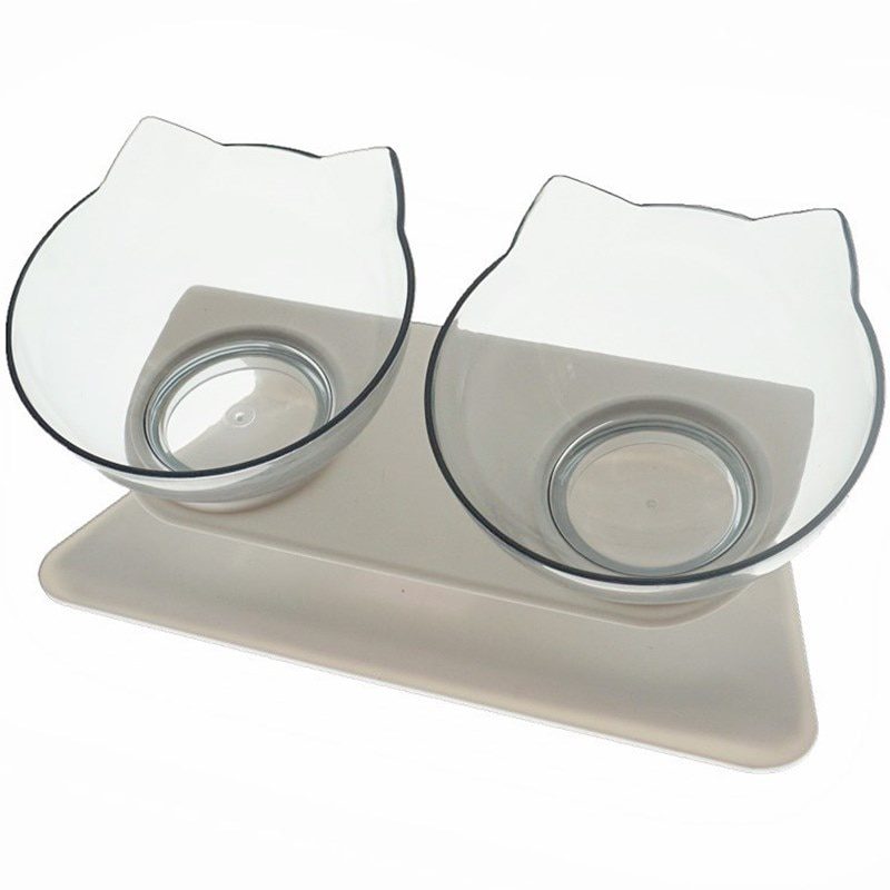 Non-Slip Double Bowl With Stand Pet Feeding Water Bowl For Cats