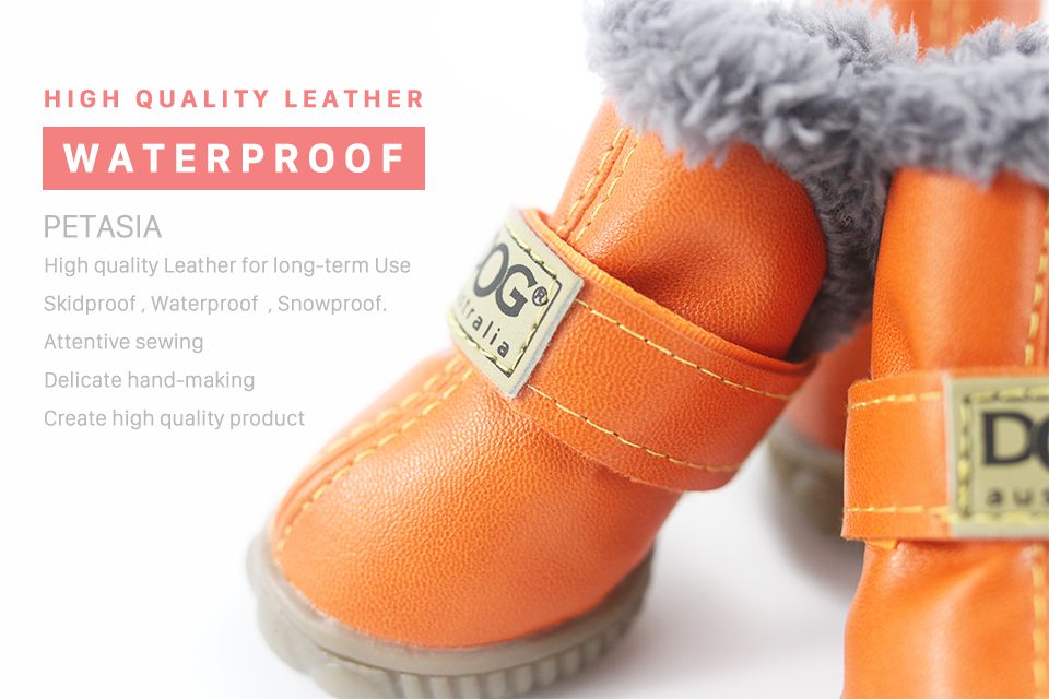 Winter Pet Dog Warm Snow Boots Waterproof Fur 4Pcs/Set Small Dogs