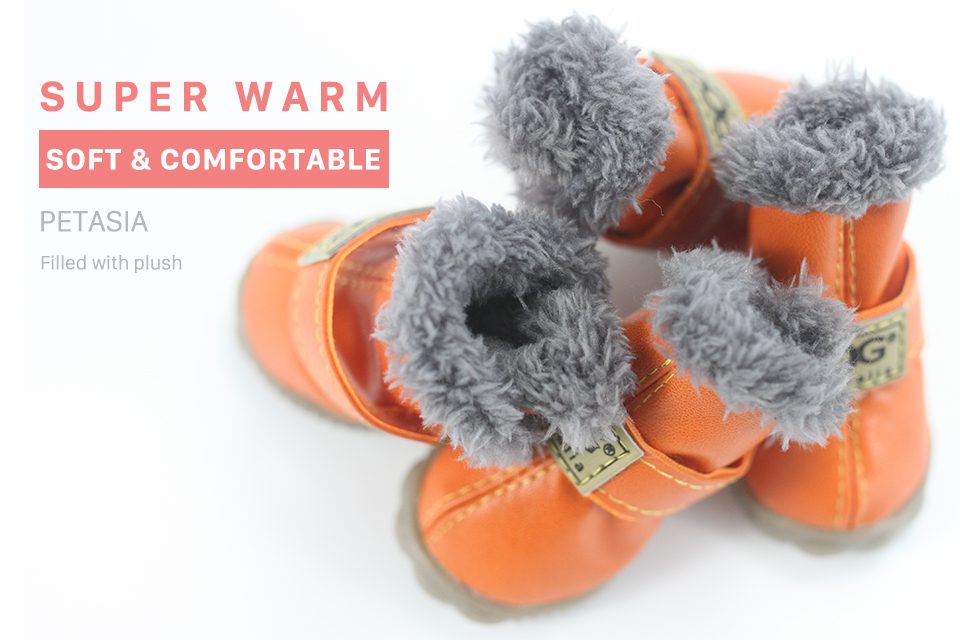 Winter Pet Dog Warm Snow Boots Waterproof Fur 4Pcs/Set Small Dogs
