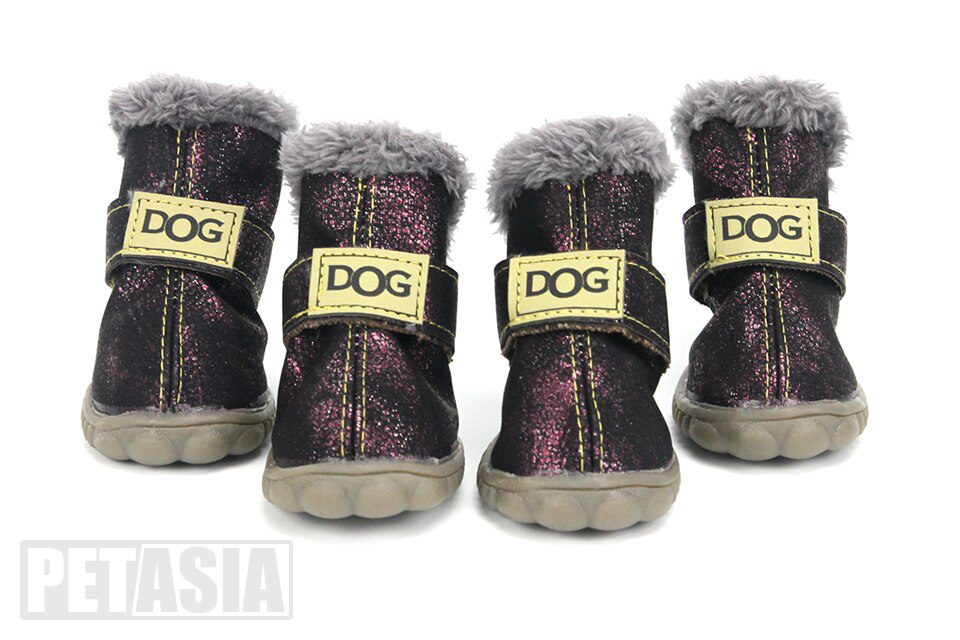 Winter Pet Dog Warm Snow Boots Waterproof Fur 4Pcs/Set Small Dogs