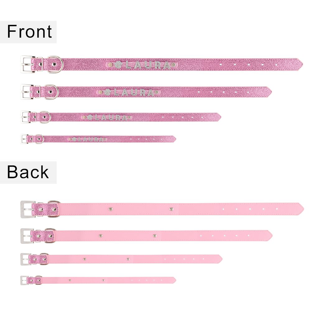 Personalized Dog Collar Leather Rhinestone Bling Charms Custom Pet Dogs Cat Name Personalized Dog Collar Leather Rhinestone Bling Charms Custom Pet Dogs Cat Name