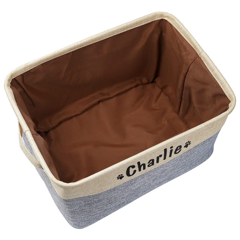 Personalized Pet Dog Toy Storage Basket Dog Canvas Bag Foldable Pet Toys Linen Storage Box Bins Dog Accessories Pet Supplies