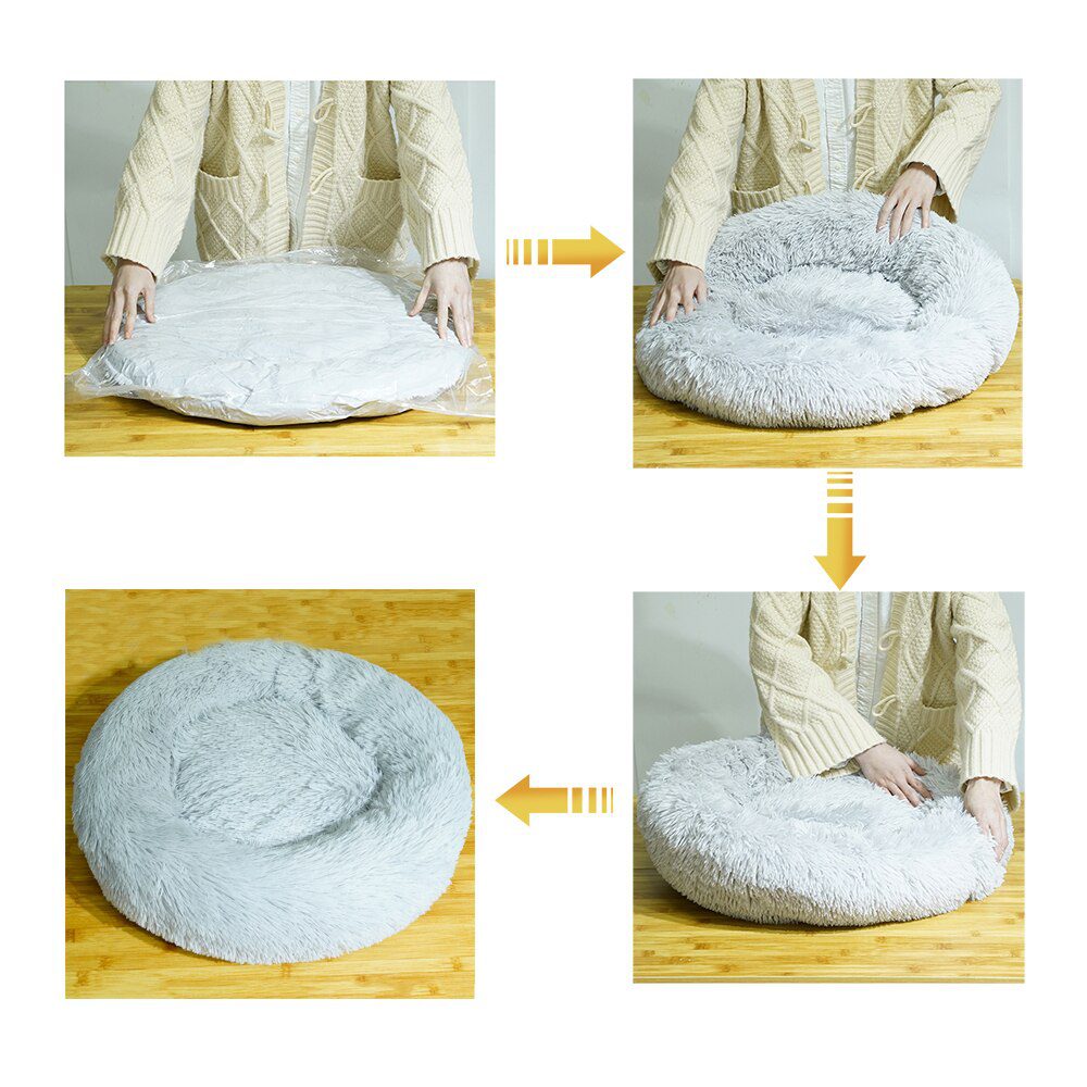 Donut Dog Bed Warm Soft Long Plush Pet Cushion For Samll Large Dog House Cat Calming Bed Washable Pet Sofa Mat Cat sleeping bag Donut Dog Bed Warm Soft Long Plush Pet Cushion For Samll Large Dog House Cat Calming Bed Washable Pet Sofa Mat Cat sleeping bag