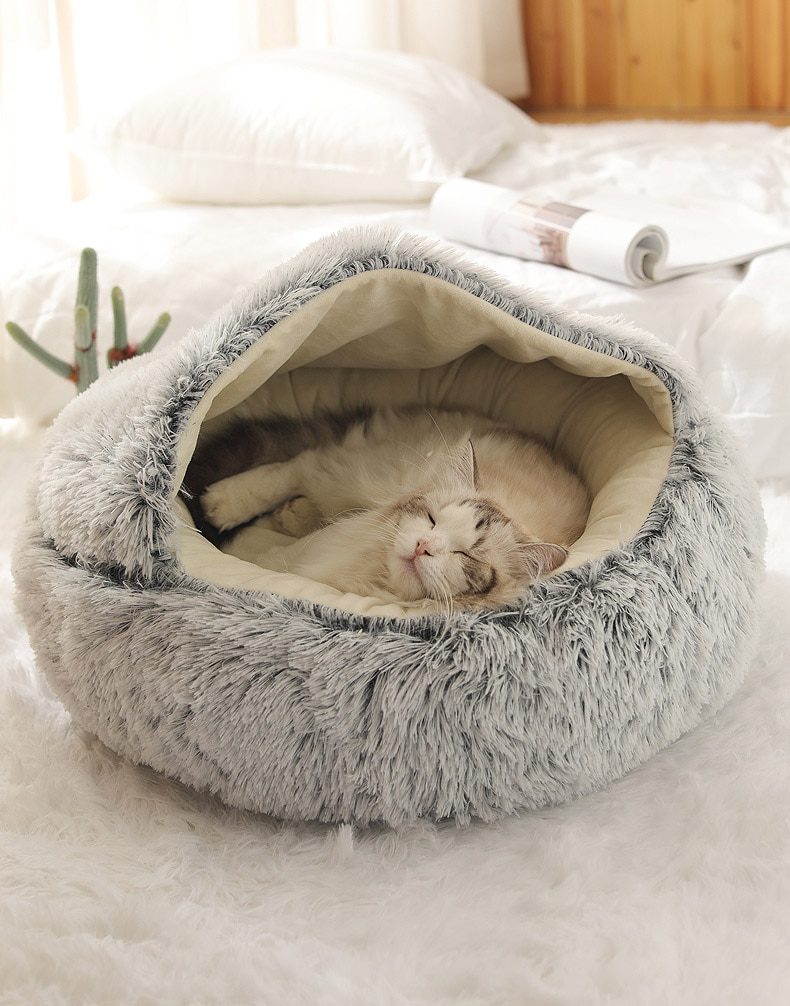 HOOPET New Style Pet Dog Cat Bed Round Plush Cat Warm Bed House Soft Long Plush Bed For Small Dogs For Cats Nest 2 In 1 Cat Bed HOOPET New Style Pet Dog Cat Bed Round Plush Cat Warm Bed House Soft Long Plush Bed For Small Dogs For Cats Nest 2 In 1 Cat Bed
