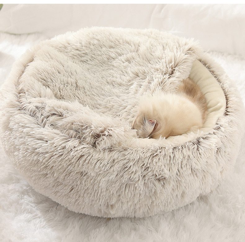 HOOPET New Style Pet Dog Cat Bed Round Plush Cat Warm Bed House Soft Long Plush Bed For Small Dogs For Cats Nest 2 In 1 Cat Bed HOOPET New Style Pet Dog Cat Bed Round Plush Cat Warm Bed House Soft Long Plush Bed For Small Dogs For Cats Nest 2 In 1 Cat Bed