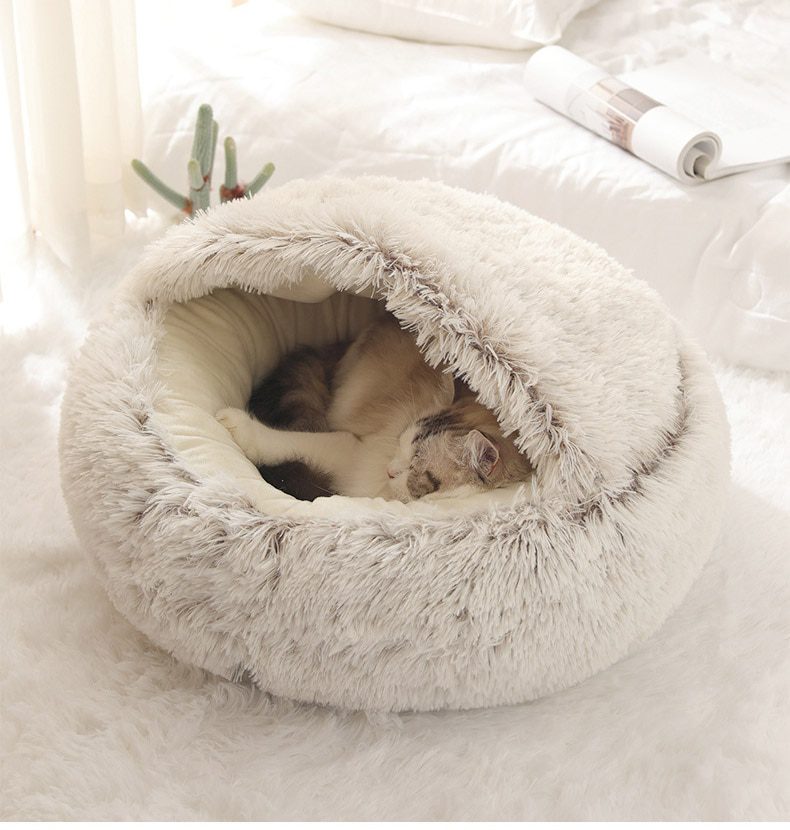 HOOPET New Style Pet Dog Cat Bed Round Plush Cat Warm Bed House Soft Long Plush Bed For Small Dogs For Cats Nest 2 In 1 Cat Bed HOOPET New Style Pet Dog Cat Bed Round Plush Cat Warm Bed House Soft Long Plush Bed For Small Dogs For Cats Nest 2 In 1 Cat Bed
