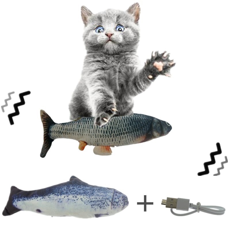 30CM Cat Toy Fish USB Electric Charging Simulation Dancing Jumping Moving Floppy Fish Cat Toy Electronic Fish For Cats Toys