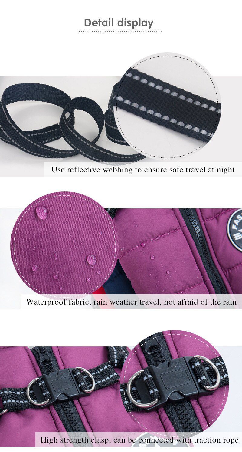 Large Pet Dog Jacket With Harness Winter Warm Dog Clothes For Labrador Waterproof Big Dog Coat Chihuahua French Bulldog Outfits Large Pet Dog Jacket With Harness Winter Warm Dog Clothes For Labrador Waterproof Big Dog Coat Chihuahua French Bulldog Outfits