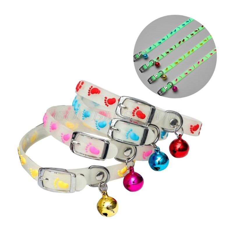Pet Glowing Collars with Bells Glow at Night Dogs Cats Necklace Light Luminous Neck Ring Accessories Drop Shipping