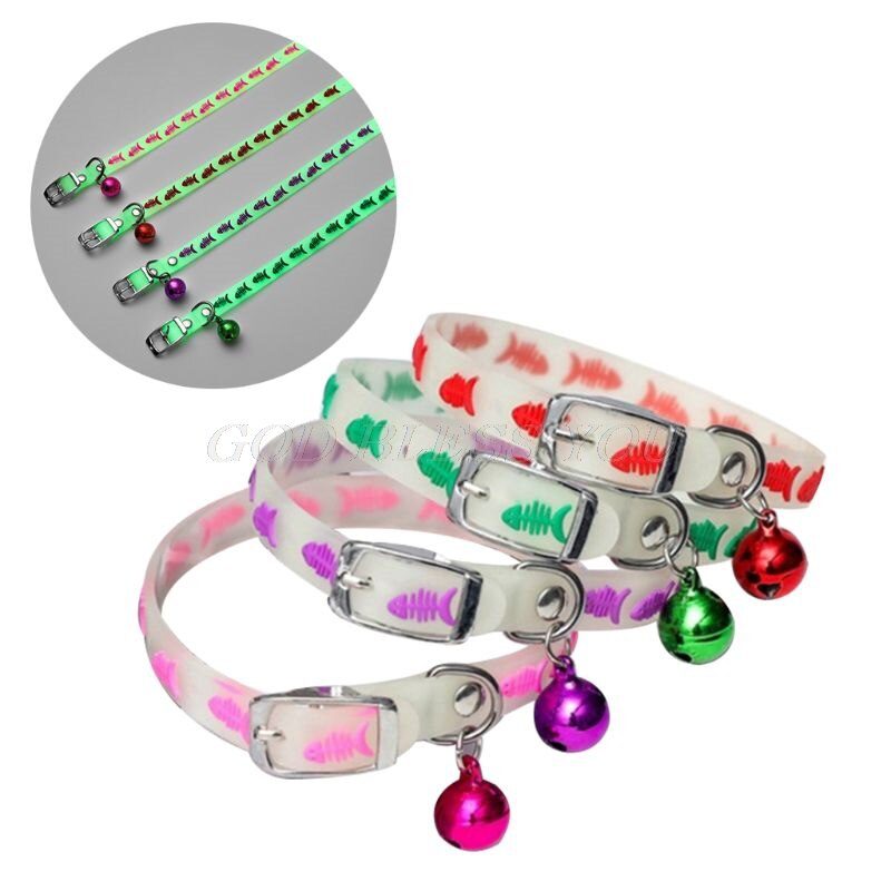 Pet Glowing Collars with Bells Glow at Night Dogs Cats Necklace Light Luminous Neck Ring Accessories Drop Shipping