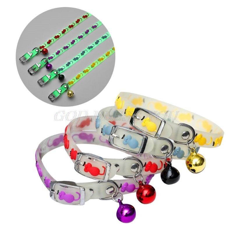 Pet Glowing Collars with Bells Glow at Night Dogs Cats Necklace Light Luminous Neck Ring Accessories Drop Shipping