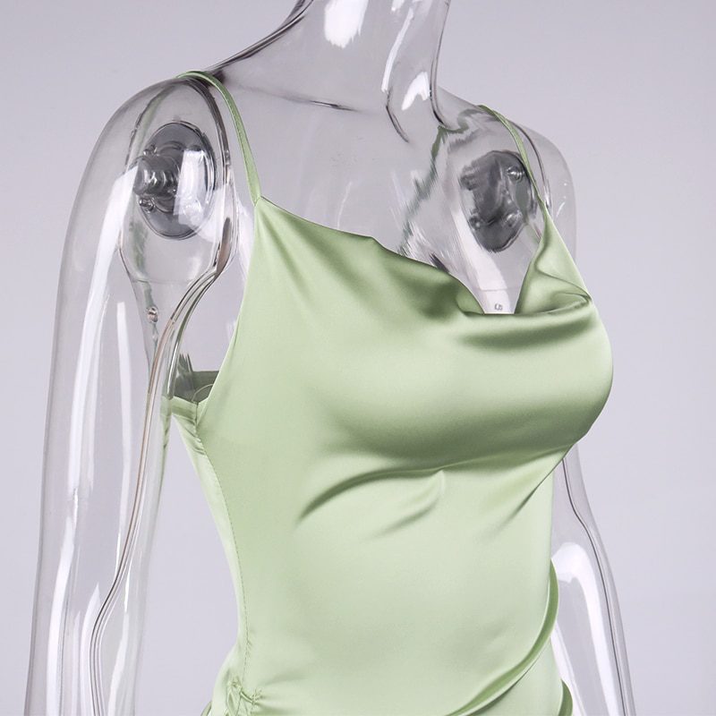 NewAsia Ruched Satin Summer Dress Drawstring Spaghetti Straps Cowl Neck Backless Long Dresses for Women Party Sexy Vestidos 2020 NewAsia Ruched Satin Summer Dress Drawstring Spaghetti Straps Cowl Neck Backless Long Dresses for Women Party Sexy Vestidos 2020