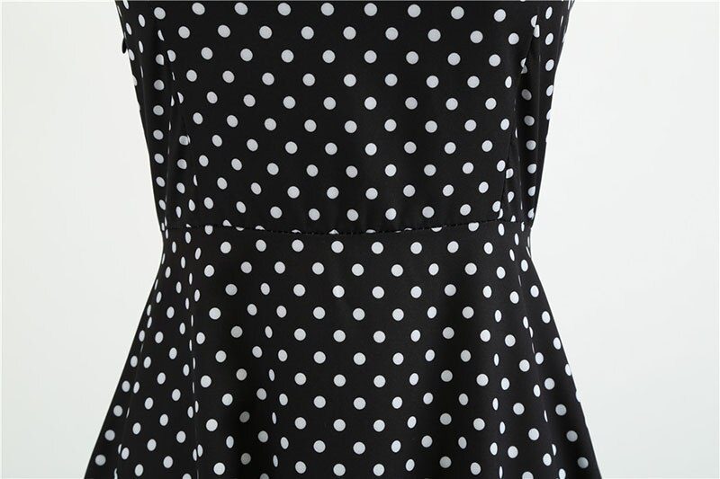 Women Polka Dot Print Summer Dress Sexy Retro White Halter Vintage Dress Plus Size Robe Femme Pin Up Rockabilly Party Dress