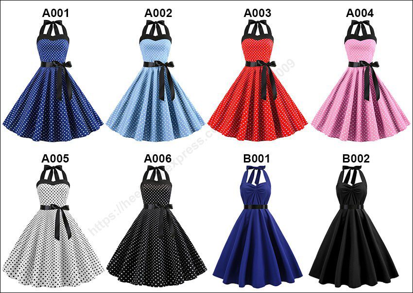 Women Polka Dot Print Summer Dress Sexy Retro White Halter Vintage Dress Plus Size Robe Femme Pin Up Rockabilly Party Dress