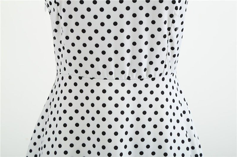 Women Polka Dot Print Summer Dress Sexy Retro White Halter Vintage Dress Plus Size Robe Femme Pin Up Rockabilly Party Dress