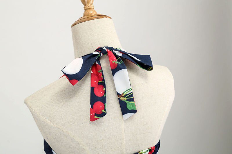 Women Polka Dot Print Summer Dress Sexy Retro White Halter Vintage Dress Plus Size Robe Femme Pin Up Rockabilly Party Dress