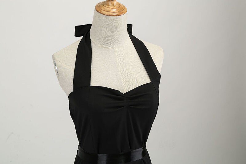 Women Polka Dot Print Summer Dress Sexy Retro White Halter Vintage Dress Plus Size Robe Femme Pin Up Rockabilly Party Dress