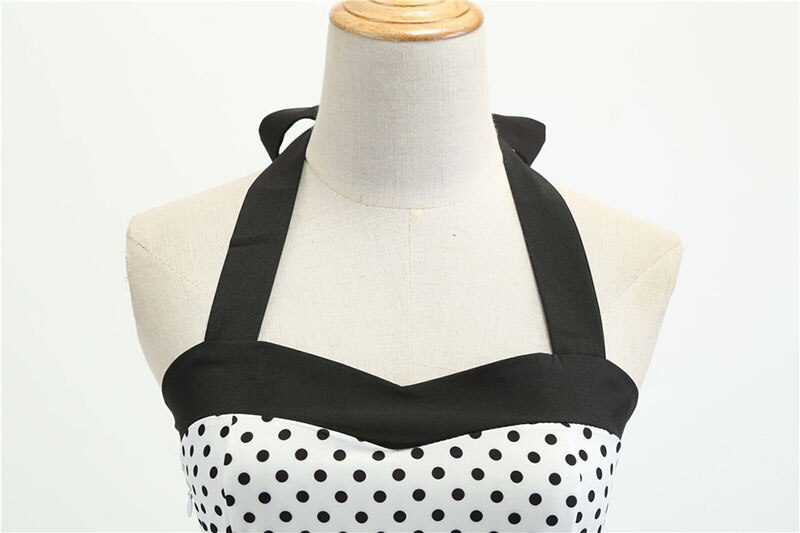 Women Polka Dot Print Summer Dress Sexy Retro White Halter Vintage Dress Plus Size Robe Femme Pin Up Rockabilly Party Dress