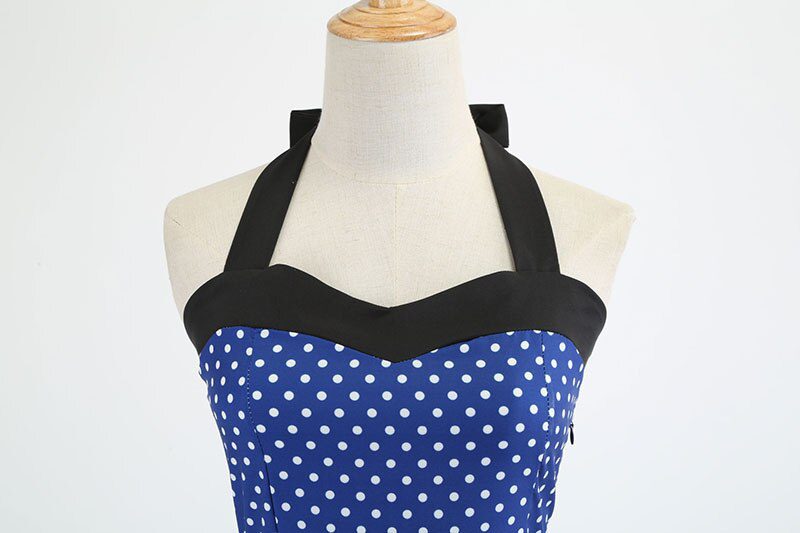 Women Polka Dot Print Summer Dress Sexy Retro White Halter Vintage Dress Plus Size Robe Femme Pin Up Rockabilly Party Dress