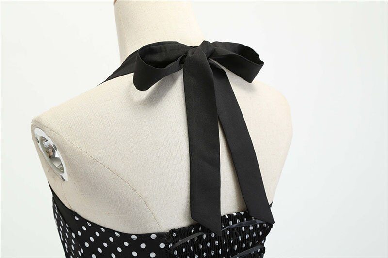 Women Polka Dot Print Summer Dress Sexy Retro White Halter Vintage Dress Plus Size Robe Femme Pin Up Rockabilly Party Dress